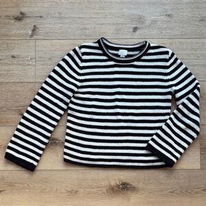 a new day Black and White Striped Sweater